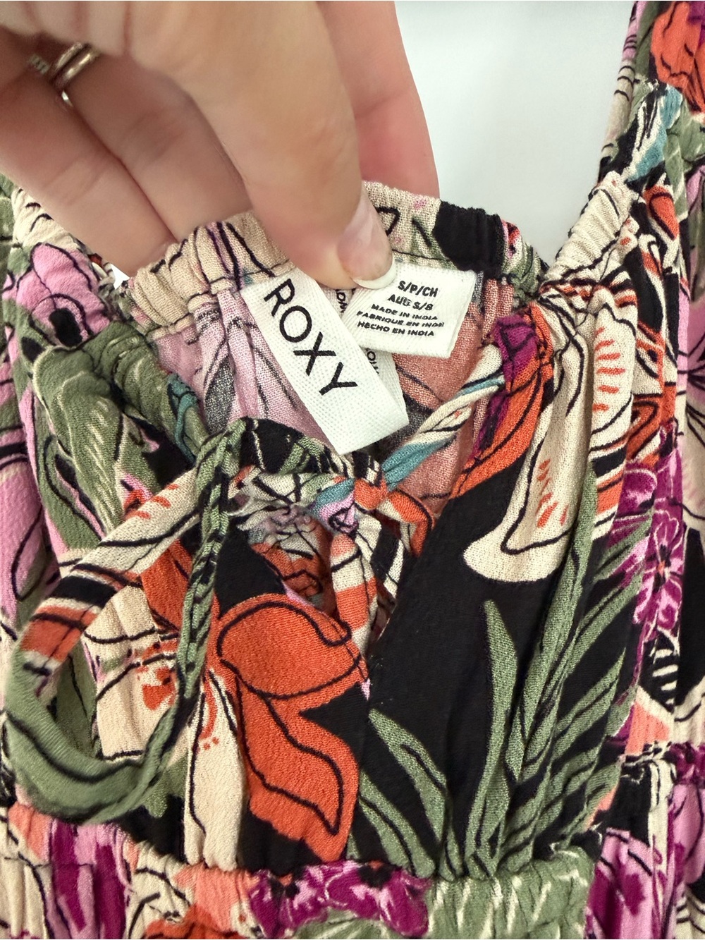Roxy Floral Maxi Dress in Black, Pink, Olive and Orange - Picture 4 of 4